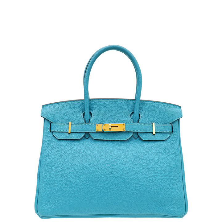 Hermes Turquoise Retourne Birkin 30 Bag