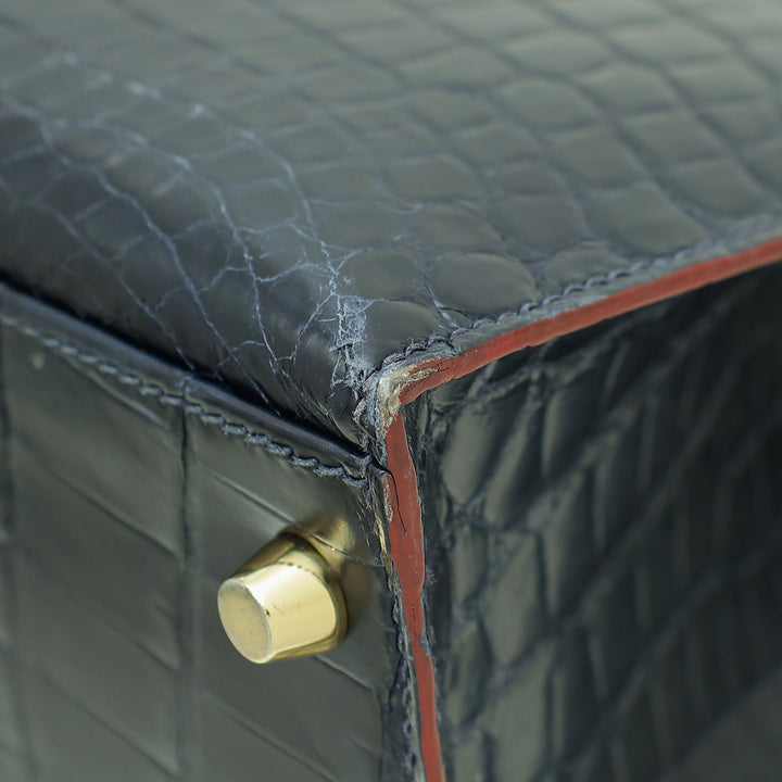 Hermes Bleu Marine Crocodile Niloticus Kelly Sellier 28 Bag