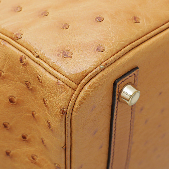 Hermes Saffron Ostrich Birkin 30 Bag