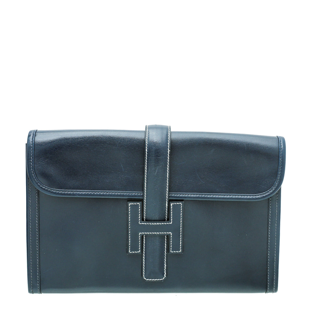 Top quality Hermes Navy Blue Jige Elan 29 Box Clutch
