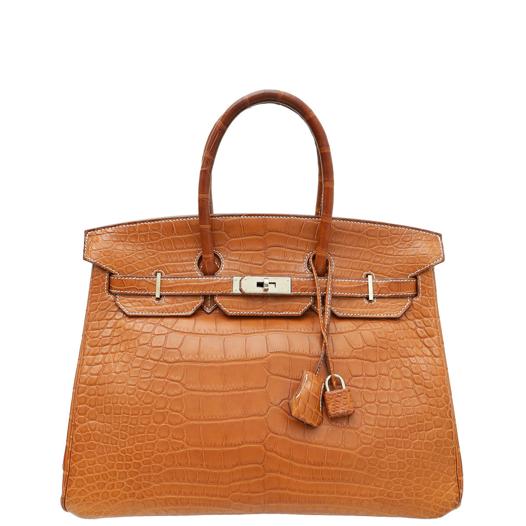 Hermes Fauve Matte Alligator Verso Birkin 35 Bag