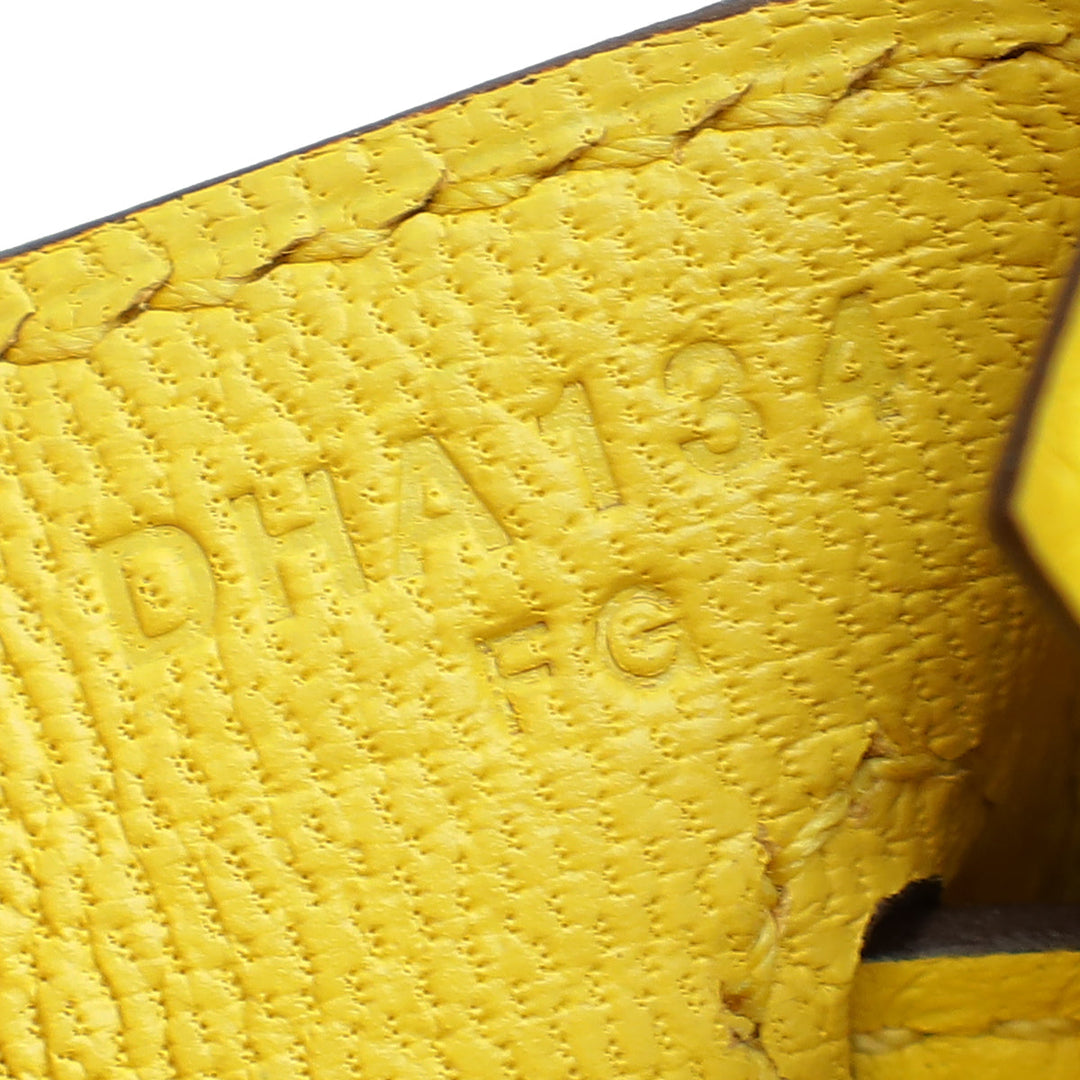 Hermes Jaune De Naples Retourne Birkin 25 Bag