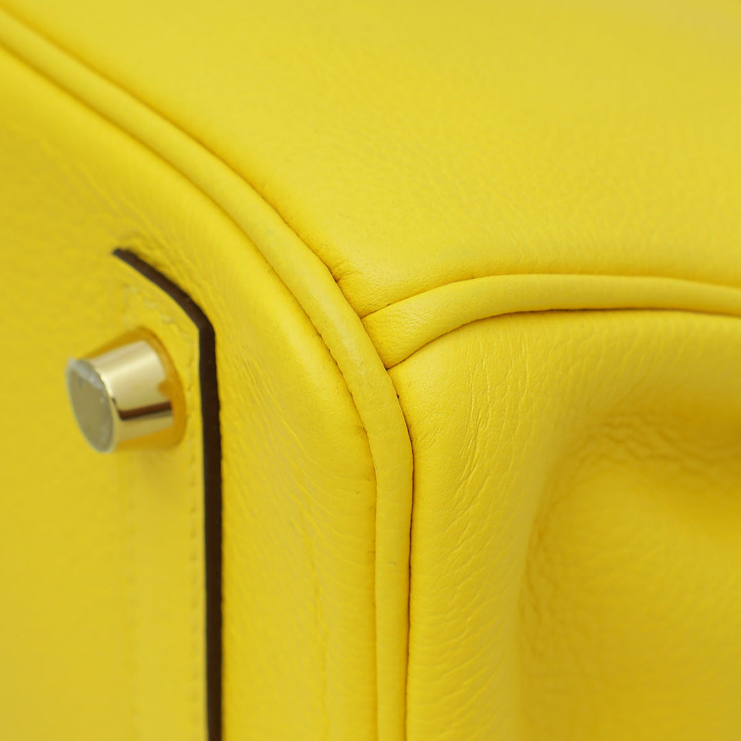 Hermes Jaune De Naples Retourne Birkin 25 Bag