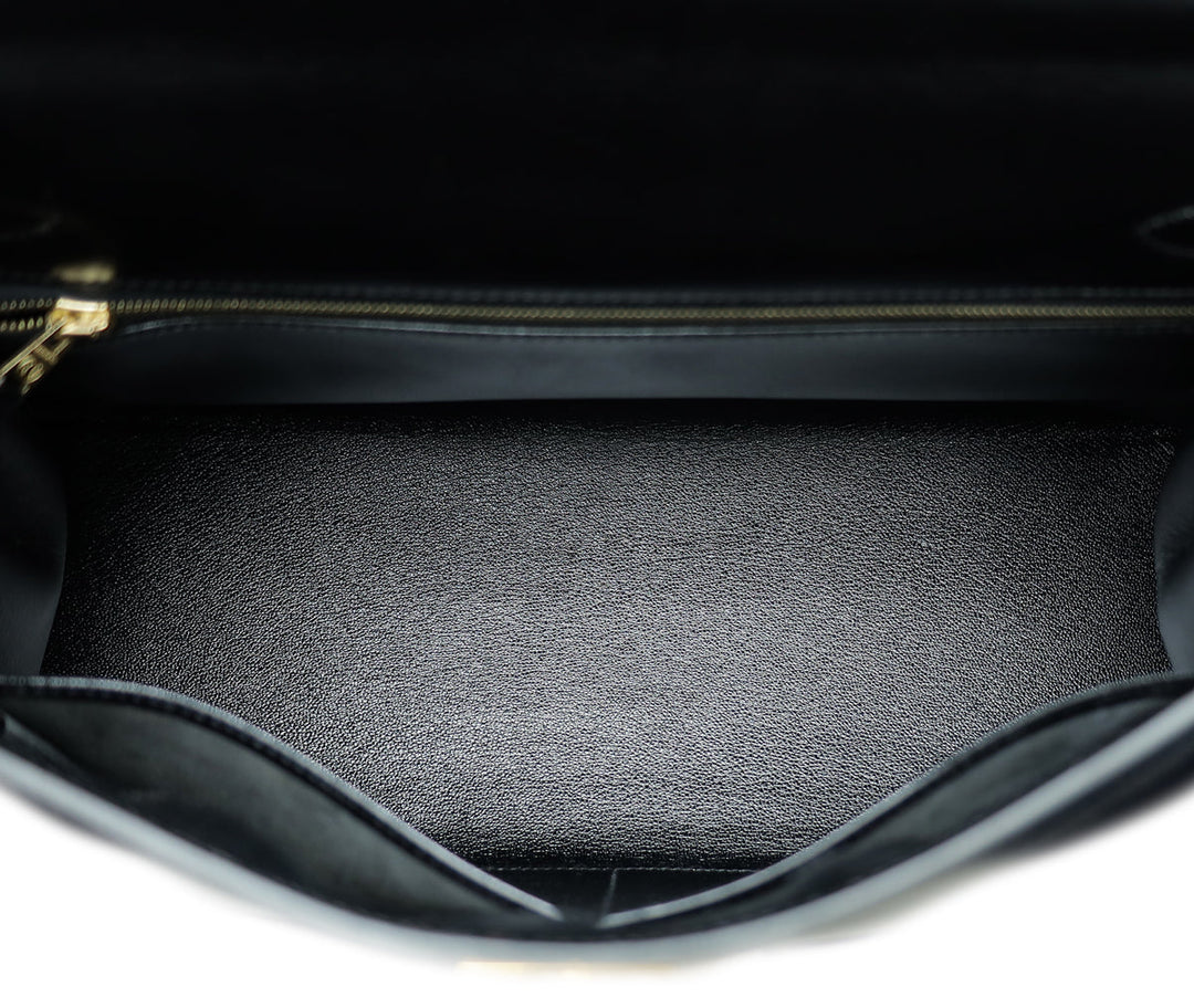 Hermes Noir Box Kelly 32 Bag