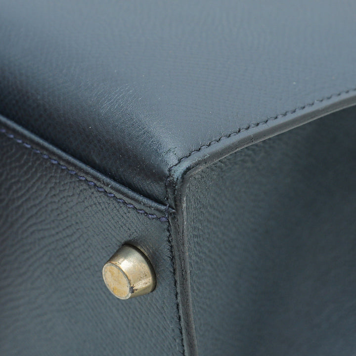 Hermes Indigo Kelly 32 Bag W/ Twilly