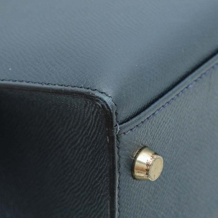 Hermes Indigo Kelly 32 Bag W/ Twilly