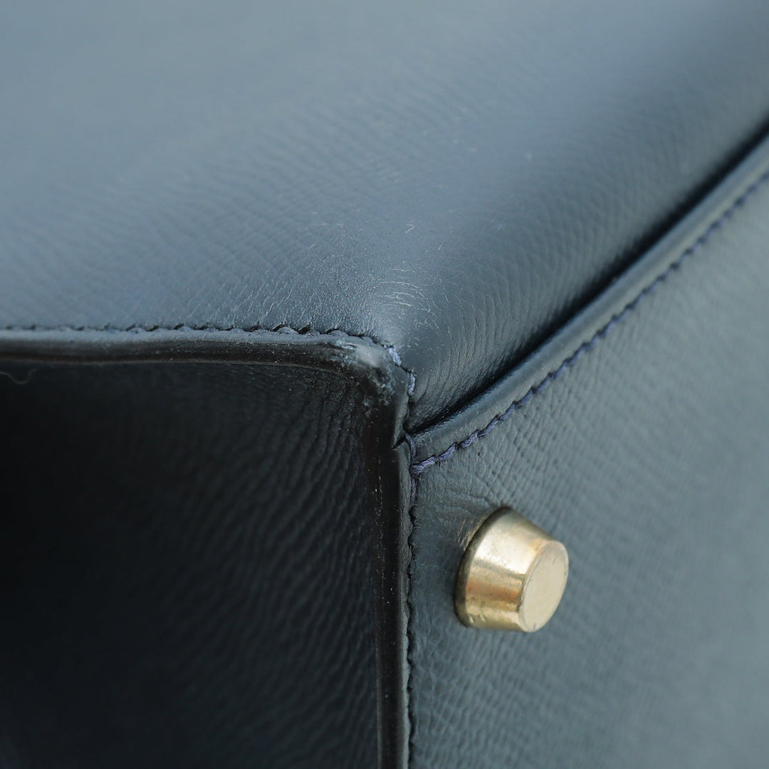 Hermes Indigo Kelly 32 Bag W/ Twilly