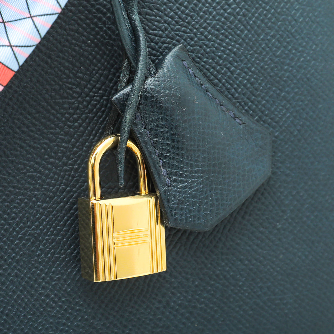 Hermes Indigo Kelly 32 Bag W/ Twilly