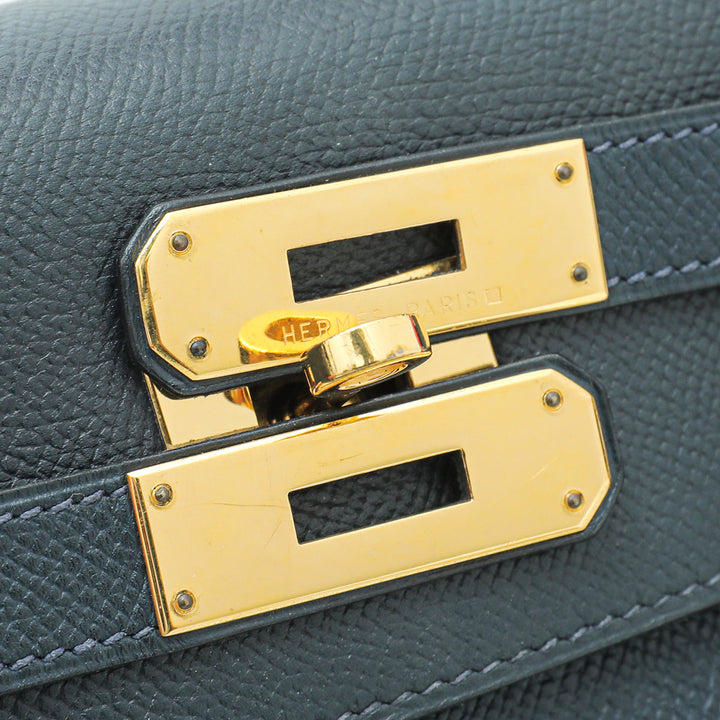Hermes Indigo Kelly 32 Bag W/ Twilly