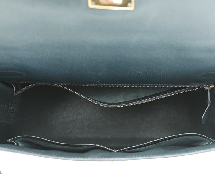 Hermes Indigo Kelly 32 Bag W/ Twilly