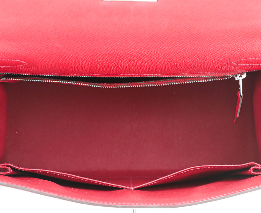 Hermes Rouge Casaque Kelly 28 Bag W/ Twilly