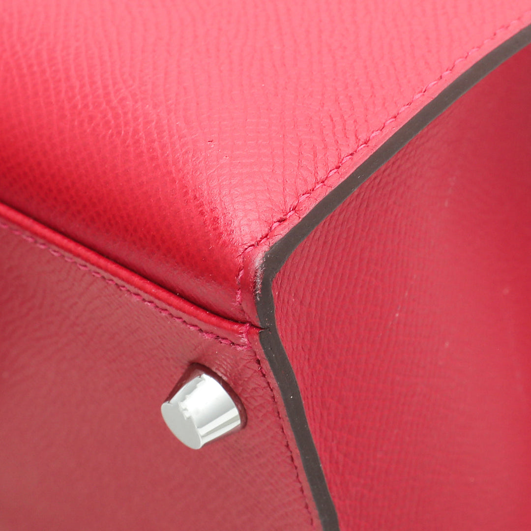 Hermes Rouge Casaque Kelly 28 Bag W/ Twilly
