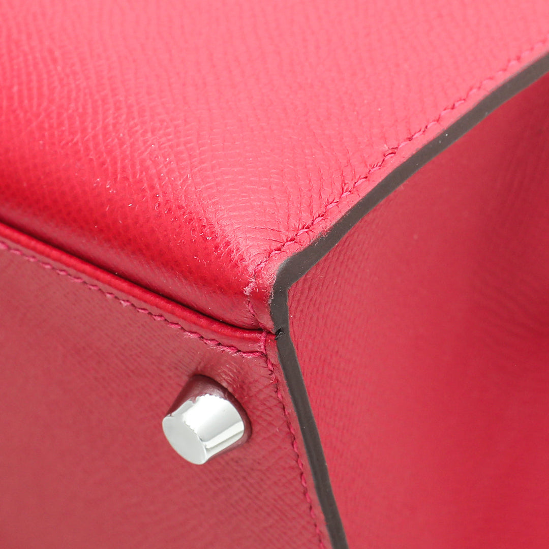 Hermes Rouge Casaque Kelly 28 Bag W/ Twilly