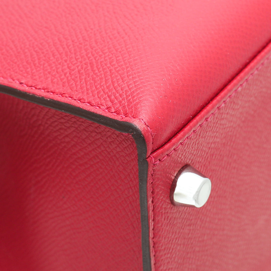 Hermes Rouge Casaque Kelly 28 Bag W/ Twilly