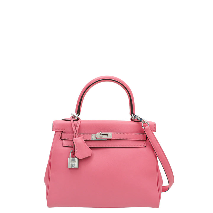 Hermes Rose Azalee Evercolor Retourne Kelly 25 Bag