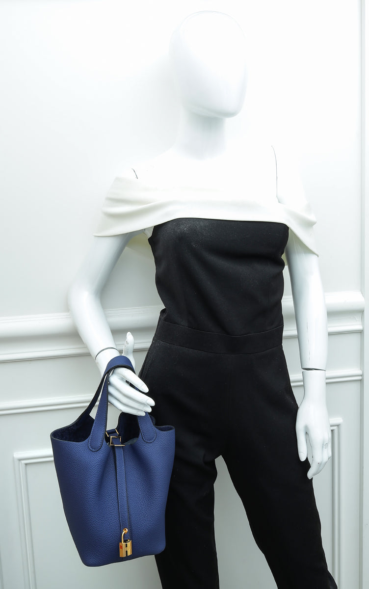 Hermes Blue Electric Picotin Lock 18 Bag