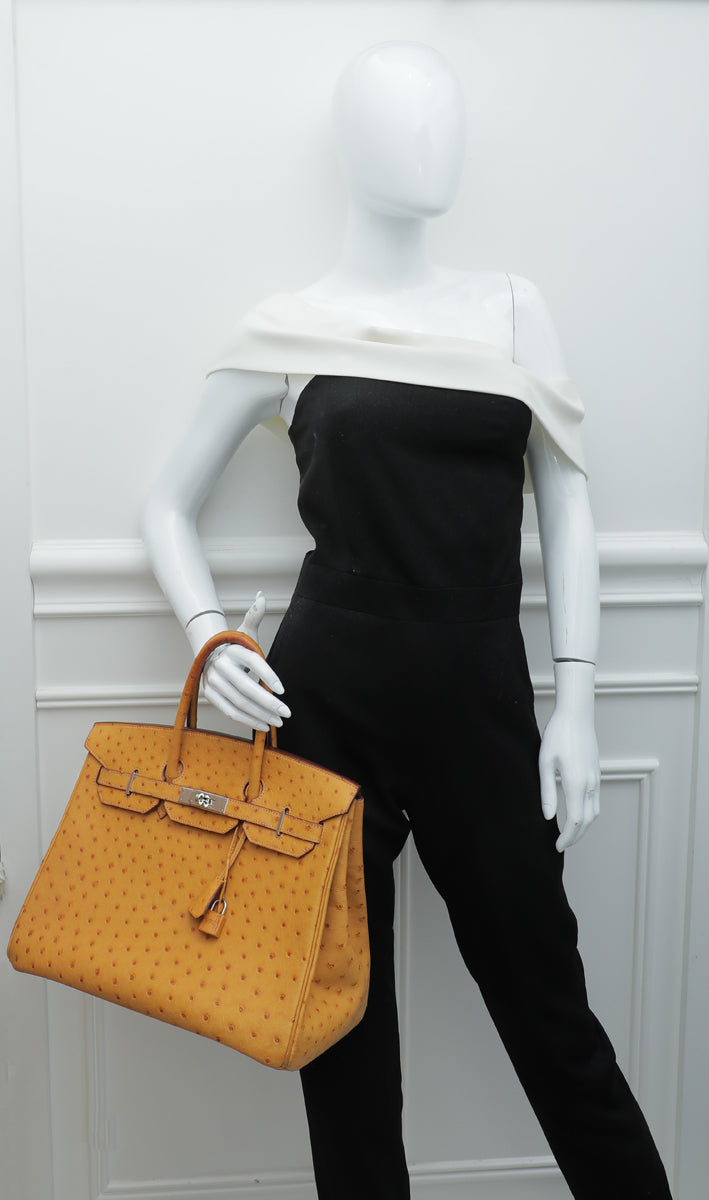 Top quality Hermes Tabac Camel Ostrich Birkin 35 Bag