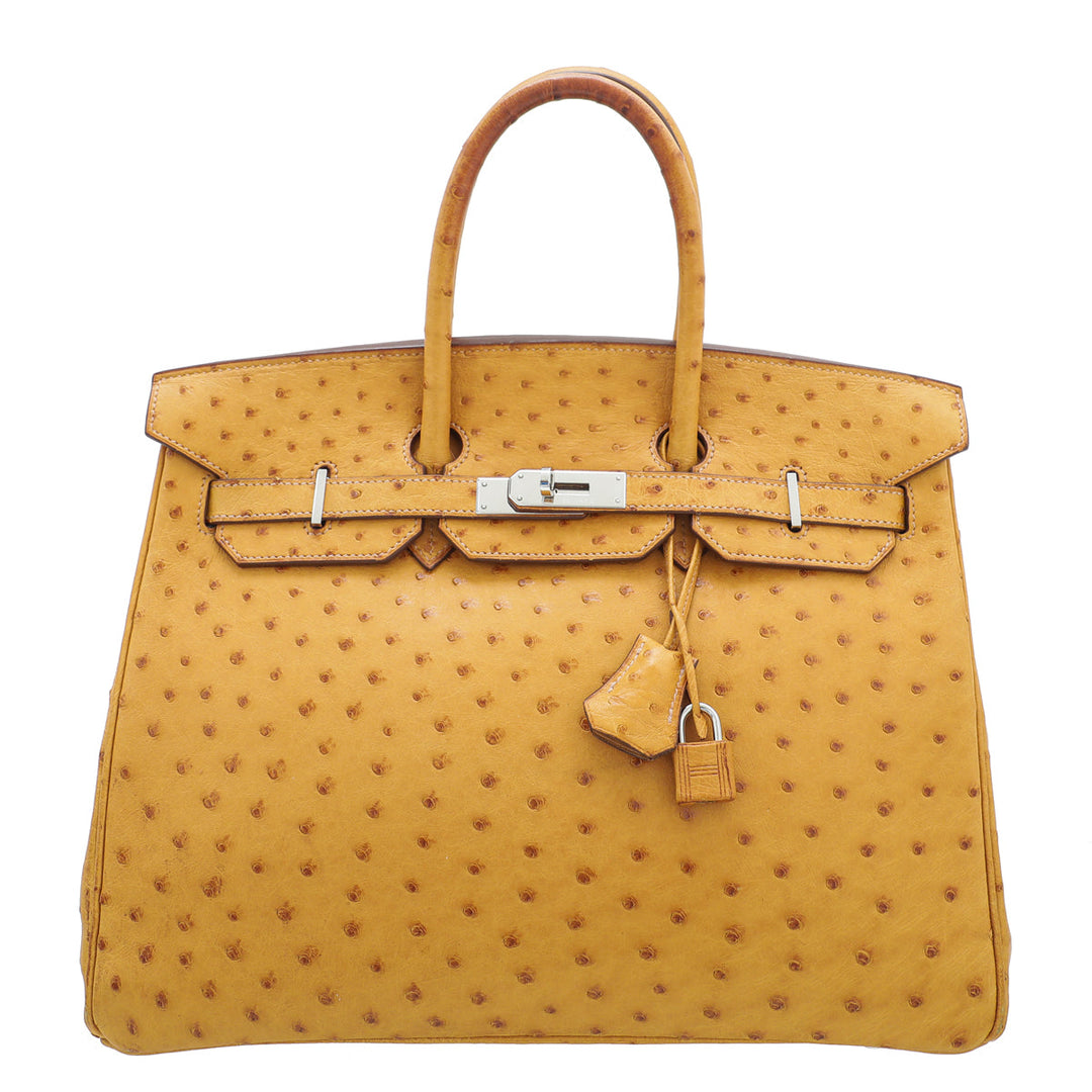 Top quality Hermes Tabac Camel Ostrich Birkin 35 Bag