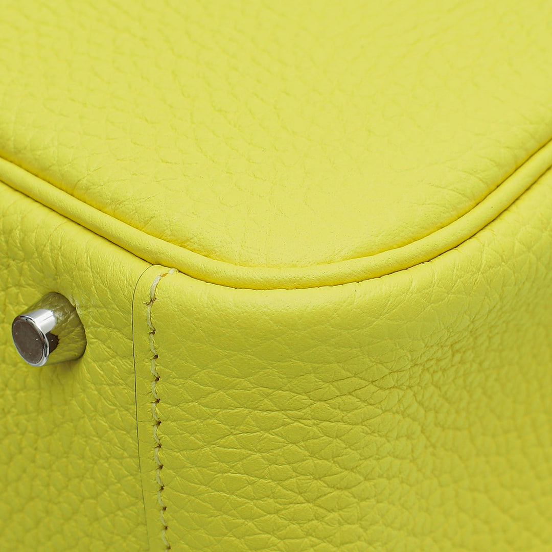 Hermes Lime Mini Lindy Bag W/ Sangle Maxi Quadrille Strap