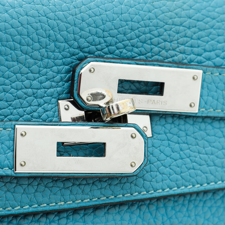 Hermes Bleu Jean Kelly 35 Bag