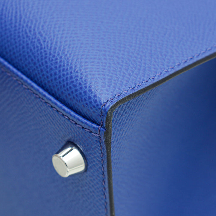 Hermes Bleu Electric 28 Sellier Kelly Bag