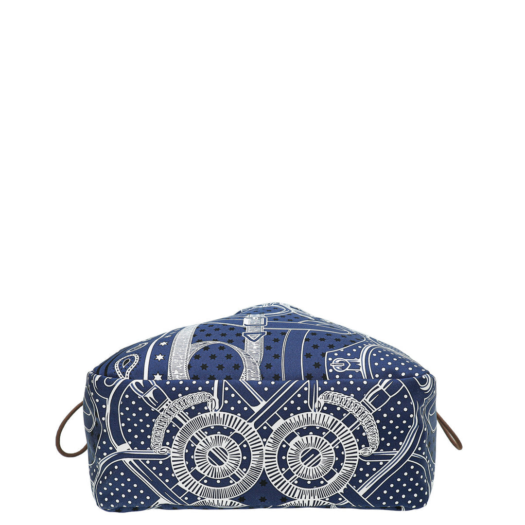Hermes Bleu Nuit Fourbi 25 "Eperons d'Or" Print Pouch