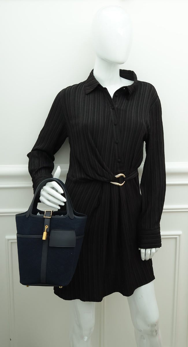 Top quality Hermes Bleu Marine Cargo Toile Goeland & Swift Picotin Lock 18 Bag