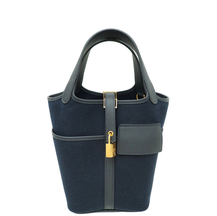 Top quality Hermes Bleu Marine Cargo Toile Goeland & Swift Picotin Lock 18 Bag