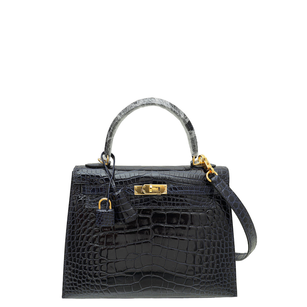 Hermes Blue Marine Shin Alligator Sellier Kelly 25 Bag