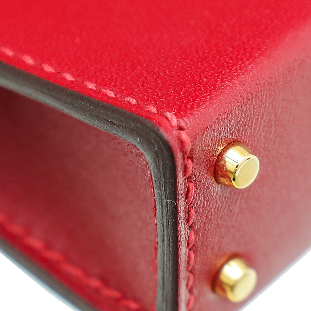 Top quality Hermes Rouge Vif Kelly Micro Twilly Bag Charm