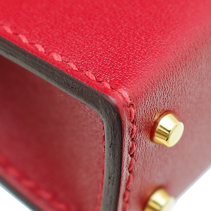 Top quality Hermes Rouge Vif Kelly Micro Twilly Bag Charm