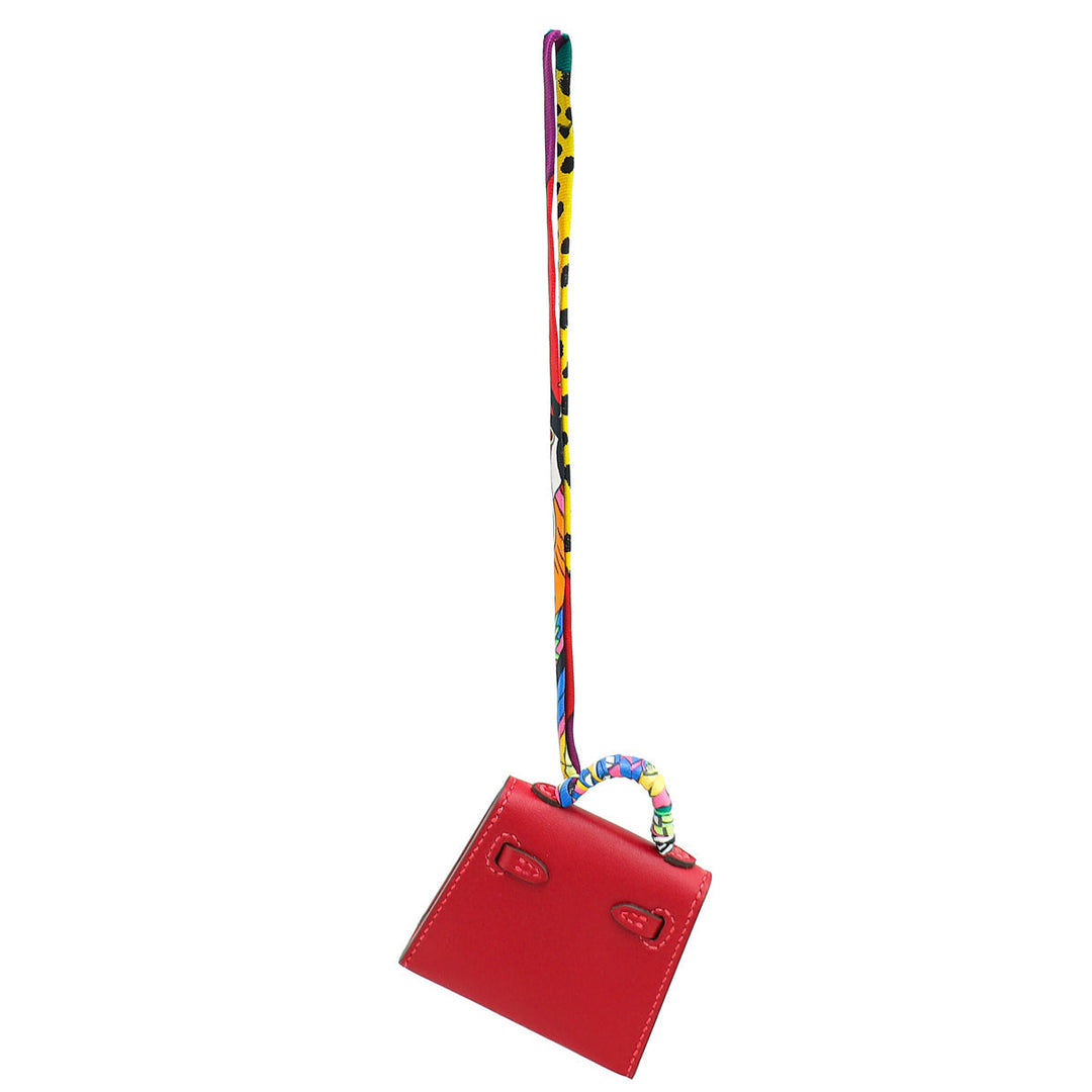 Top quality Hermes Rouge Vif Kelly Micro Twilly Bag Charm