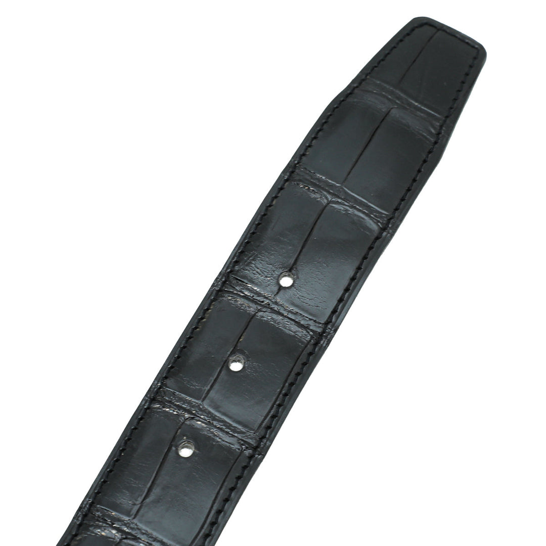 Top quality Hermes Noir Shiny Crocodile Porosus H Belt