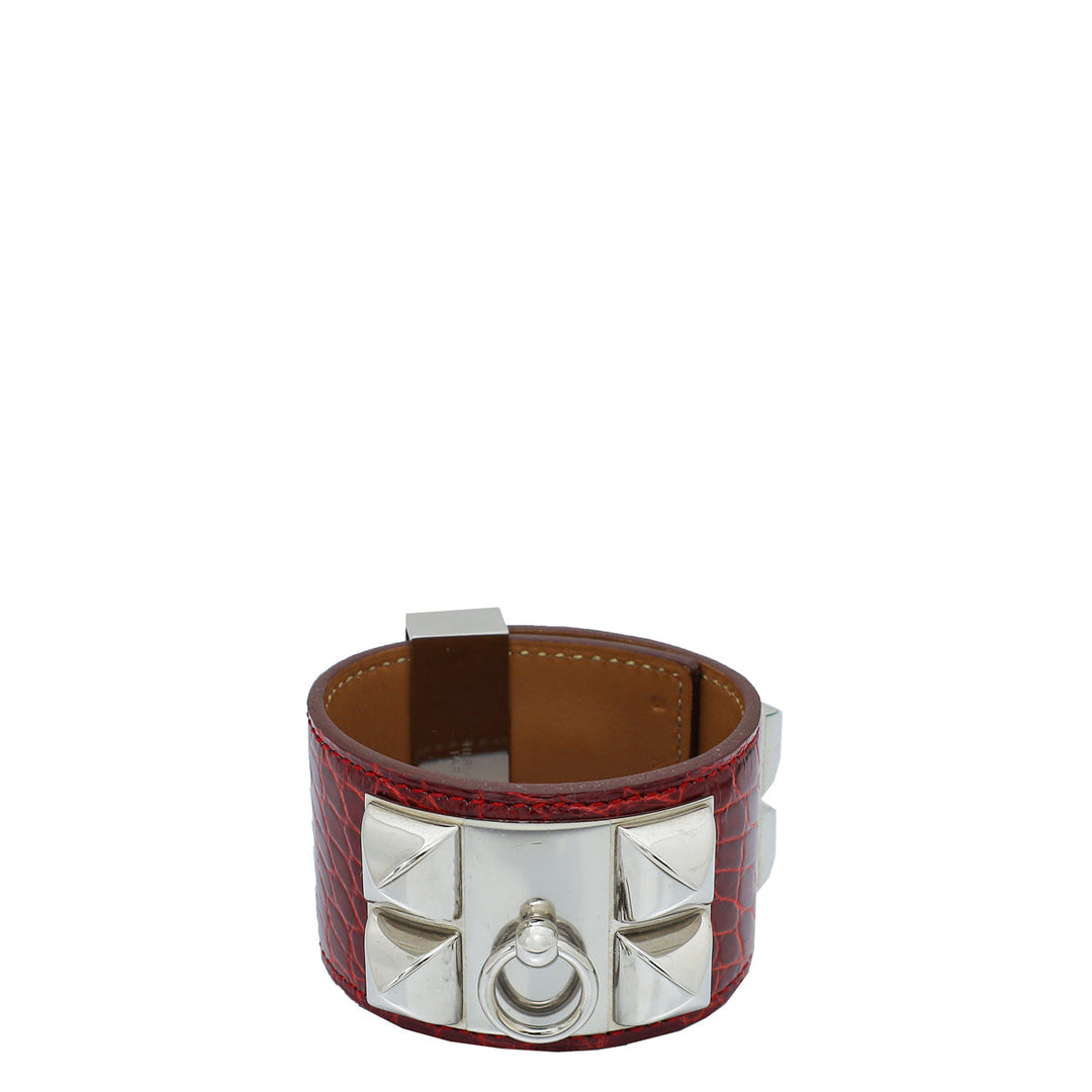 Top quality Hermes Rouge H Alligator Kelly Dog Small Bracelet