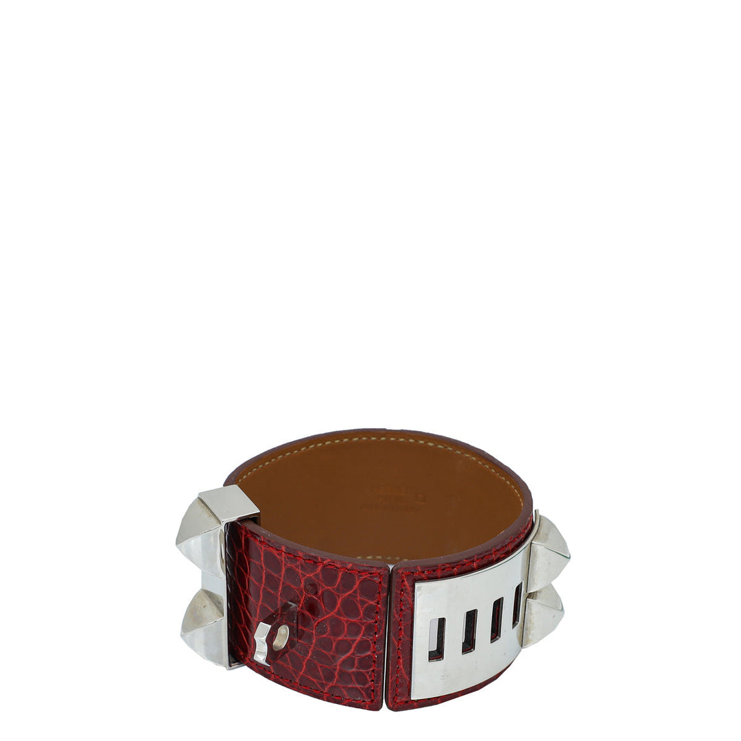 Top quality Hermes Rouge H Alligator Kelly Dog Small Bracelet