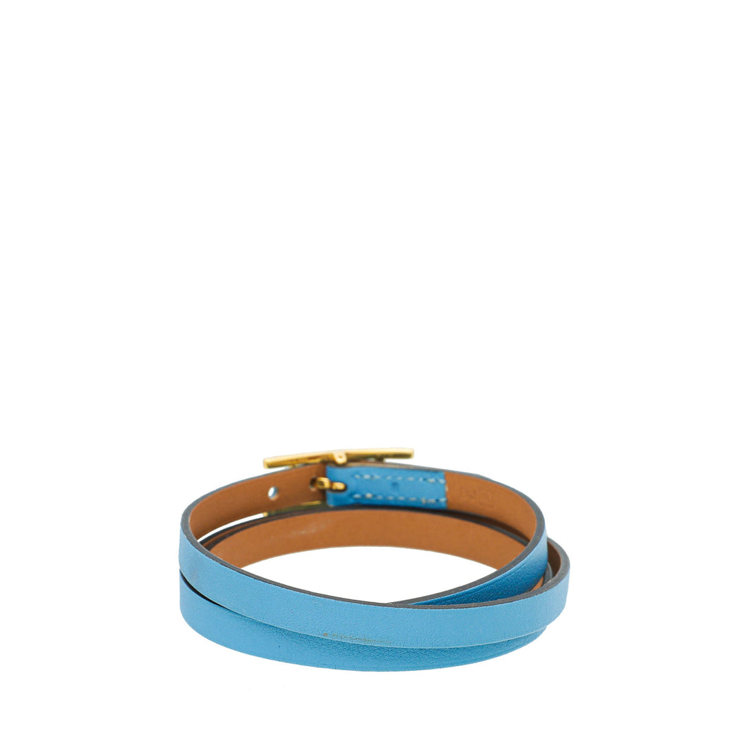 Top quality Hermes Blue Aztec Hapi 3 Small Bracelet
