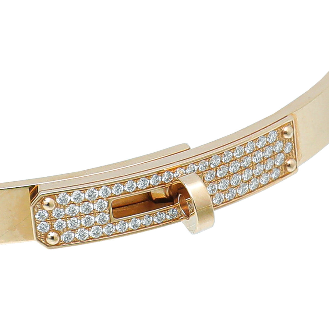 Top quality Hermes 18K Rose Gold w/61 Diamonds Kelly Bracelet