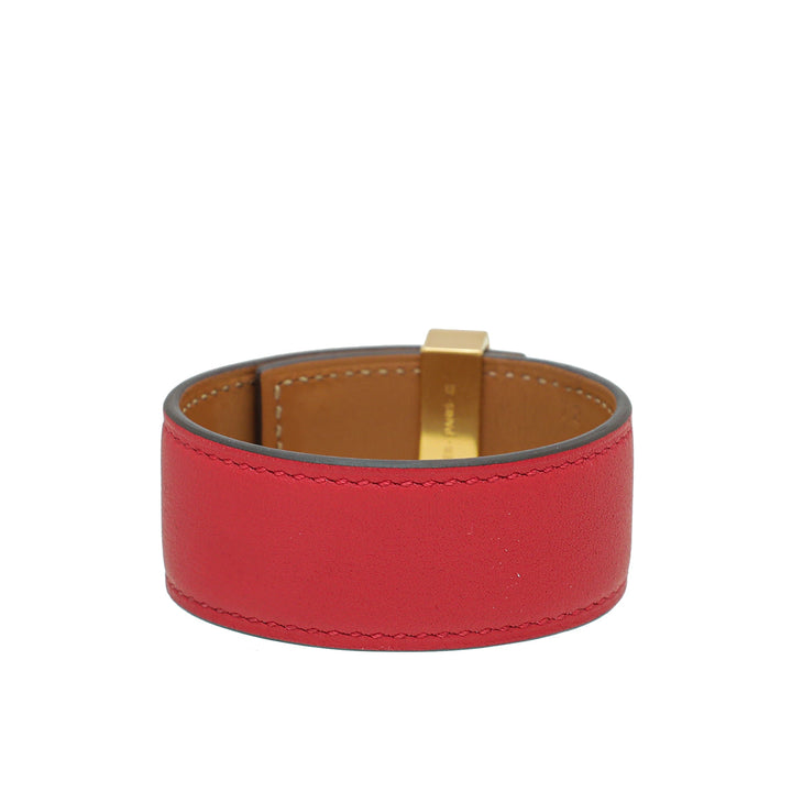 Hermes Rouge De Coeur Swift Collier de Chien 24 Bracelet