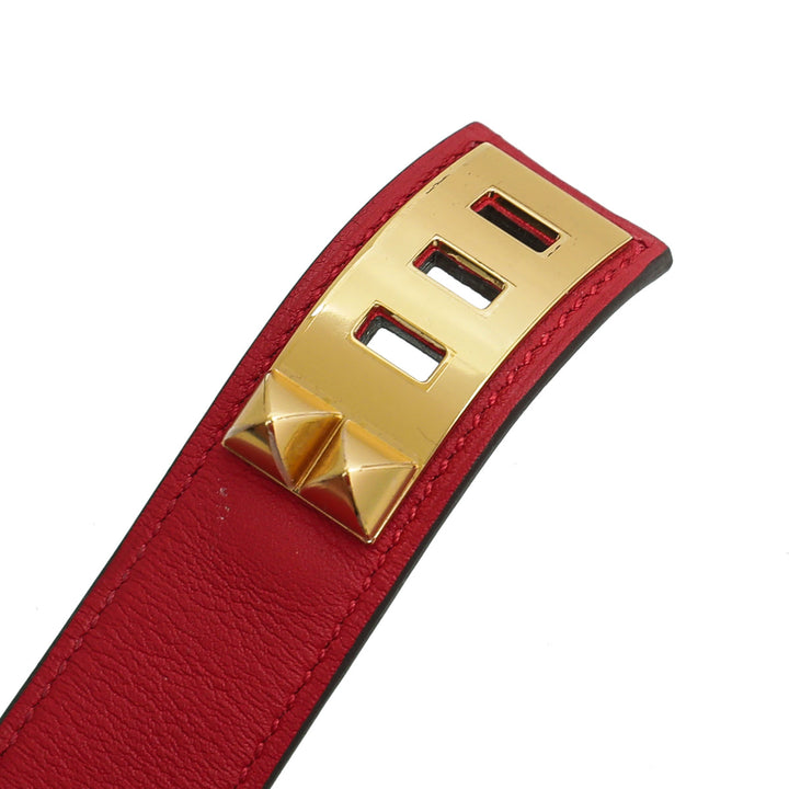 Hermes Rouge De Coeur Swift Collier de Chien 24 Bracelet