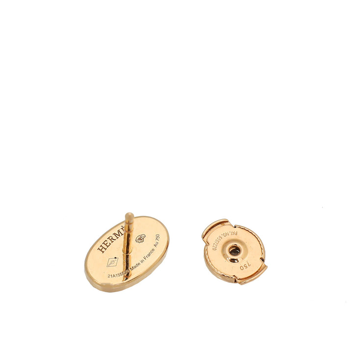 Top quality Hermes 18K Rose Gold Diamond Chaine D'ancre Contour Stud Earrings