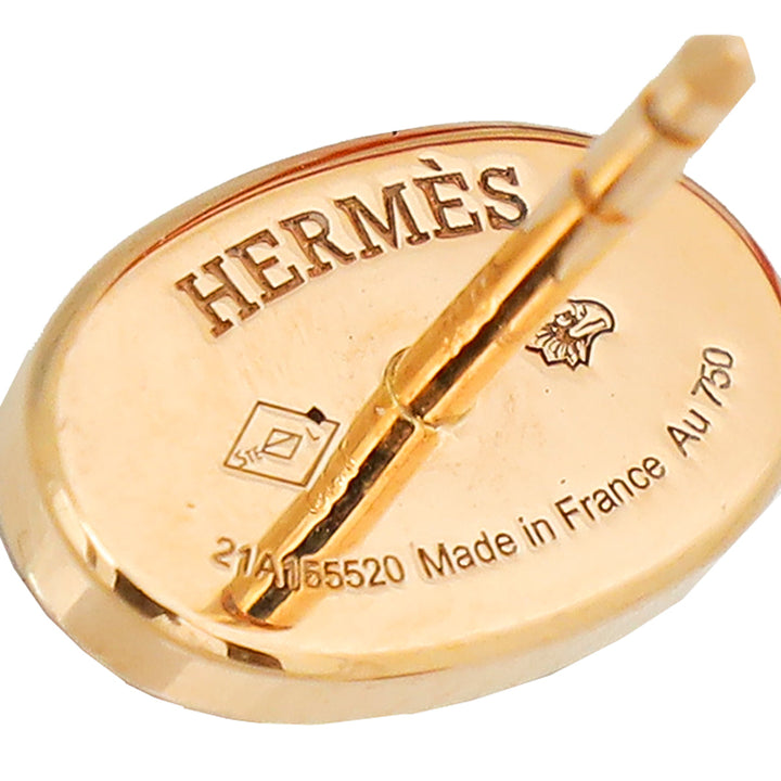 Top quality Hermes 18K Rose Gold Diamond Chaine D'ancre Contour Stud Earrings