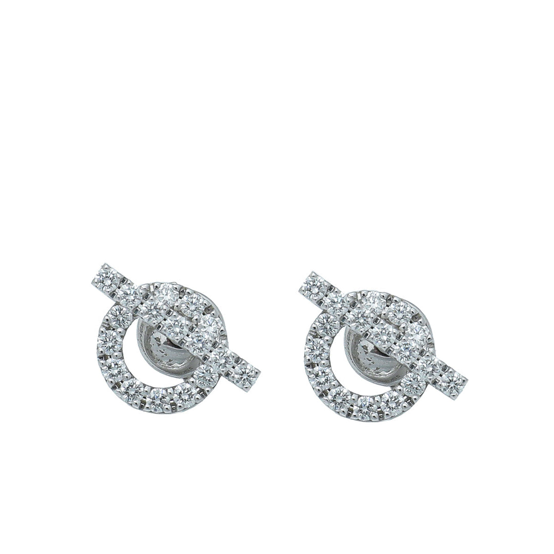 Hermes 18K White Gold Diamond Finesse Stud Earrings