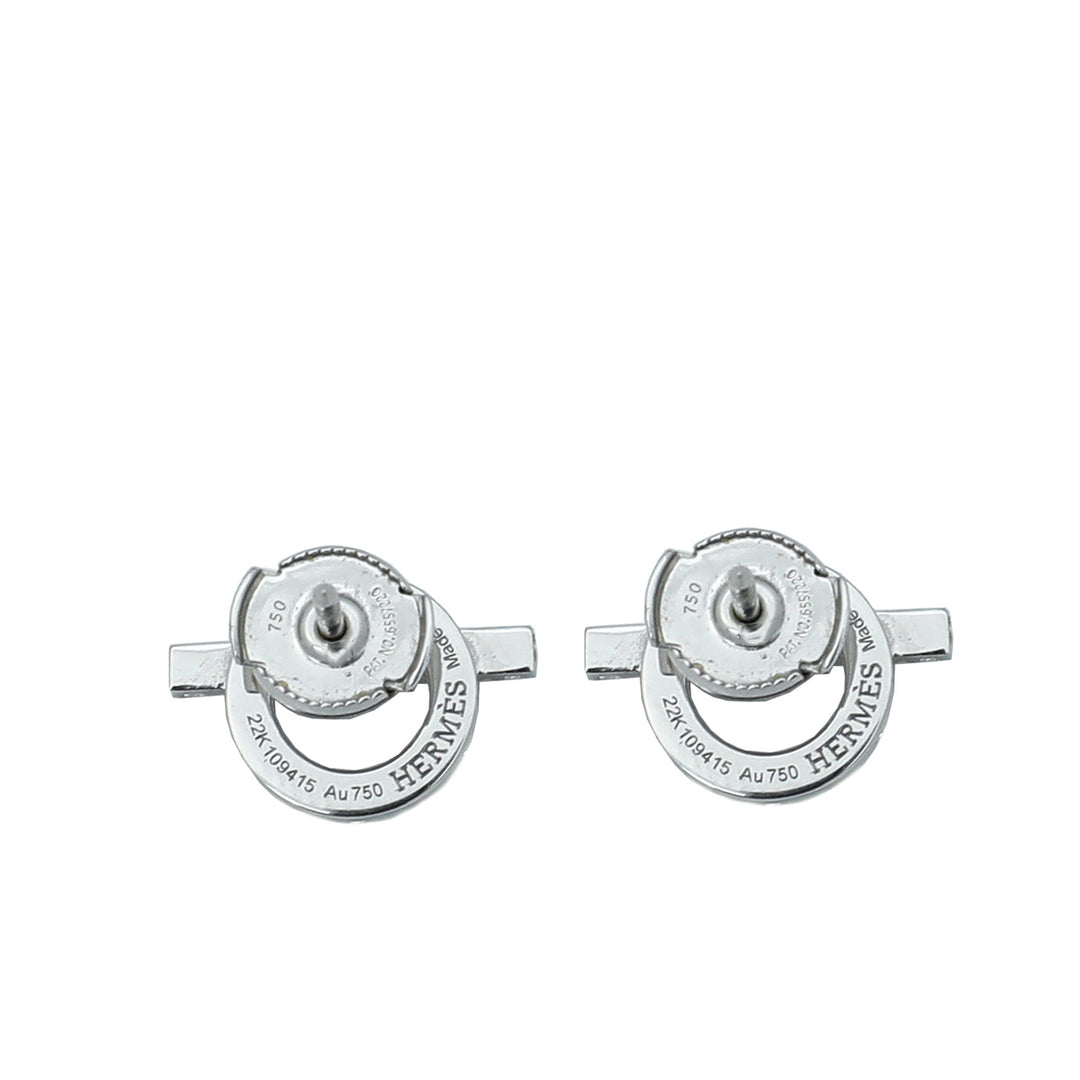 Hermes 18K White Gold Diamond Finesse Stud Earrings