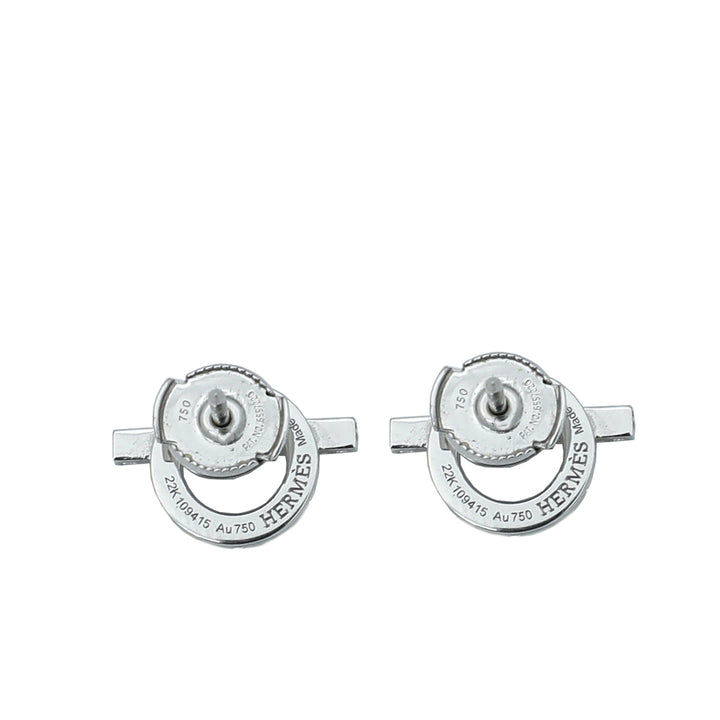 Hermes 18K White Gold Diamond Finesse Stud Earrings