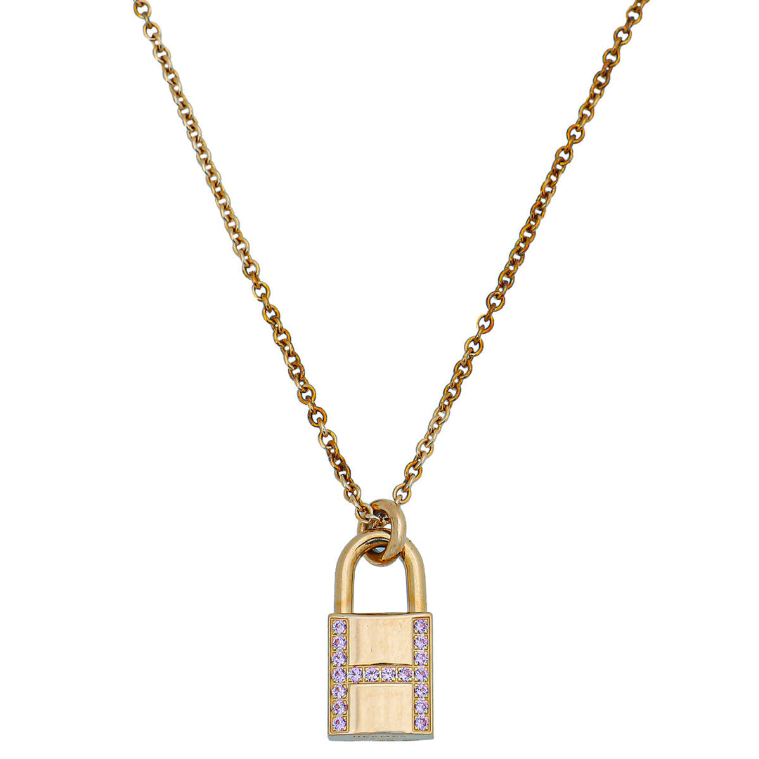 Top quality Hermes 18K Rose Gold Pink Sapphires Kelly Cadenas Pendant Necklace
