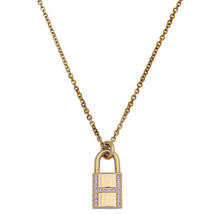 Top quality Hermes 18K Rose Gold Pink Sapphires Kelly Cadenas Pendant Necklace