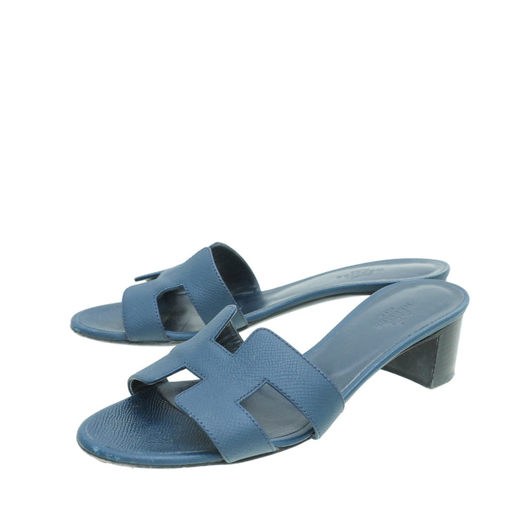 Hermes Navy Blue Epsom Oasis Sandal 36.5