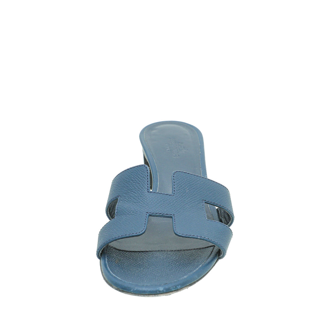 Top quality Hermes Navy Blue Epsom Oasis Sandal 36.5