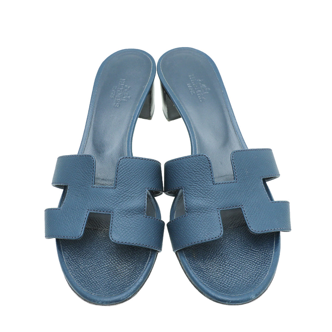 Top quality Hermes Navy Blue Epsom Oasis Sandal 36.5