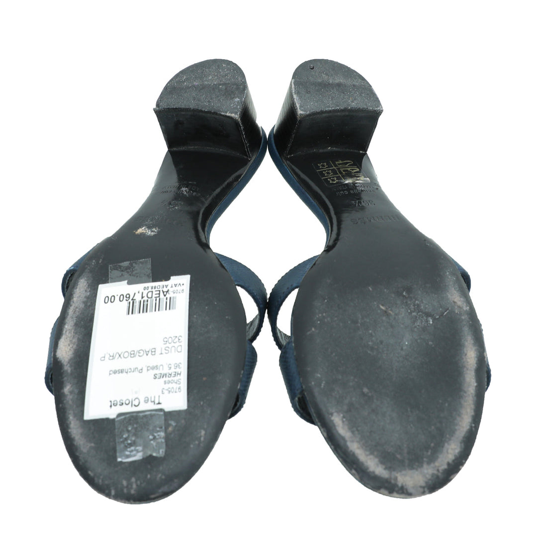 Top quality Hermes Navy Blue Epsom Oasis Sandal 36.5